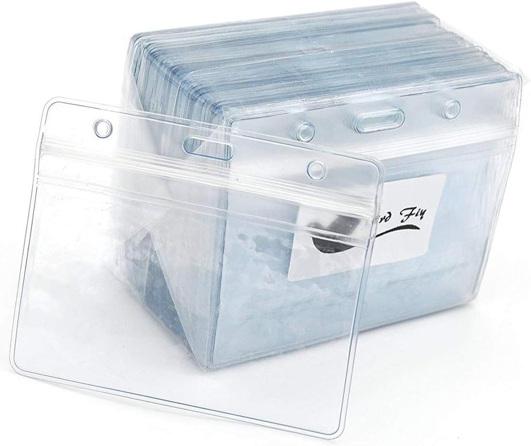 Lanyards with Id Holder Name Badges Waterproof Name tag Badge Holders with Neck Blue Lanyard Swivel J-Hook Clip 50 Pack