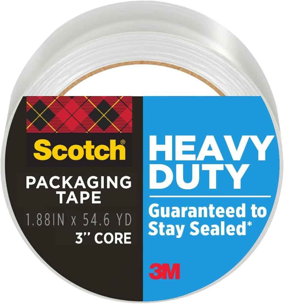 Scotch Heavy Duty Shipping Packing Tape, Clear, Shipping and Packaging Supplies, 1.88 in. x 54.6 yd., 1 Tape Roll