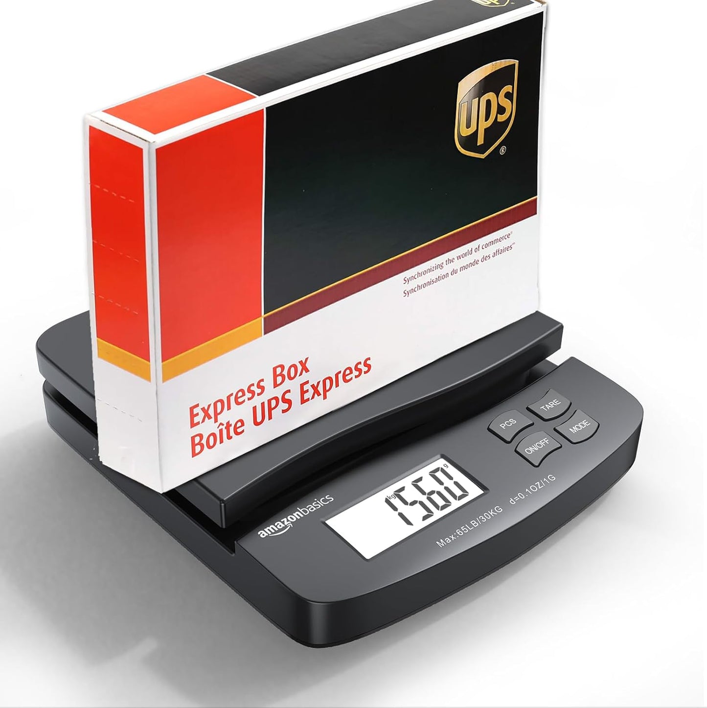 Amazon Basics Digital Postal Scale, AC Adapter, 65 lb Capacity, 0.1 oz Readability, Black - Lumora Desk