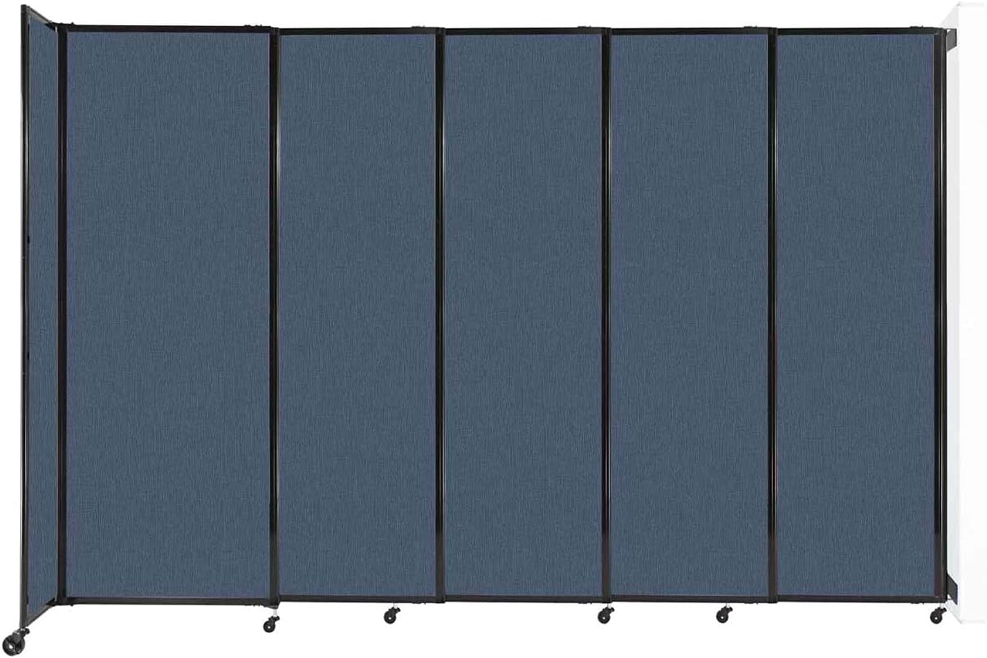 Wall-Mounted Sliding StraightWall Room Divider | Adjustable Widths | Locking Wheels | Room Separator | Up to 11'3" Wide x 7'6" Tall Ocean Fabric Panels - Lumora Desk