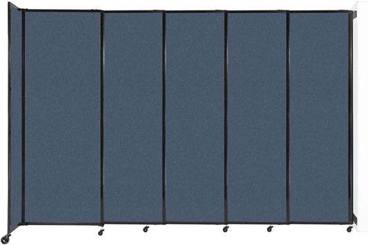 Wall-Mounted Sliding StraightWall Room Divider | Adjustable Widths | Locking Wheels | Room Separator | Up to 11'3" Wide x 7'6" Tall Ocean Fabric Panels - Lumora Desk