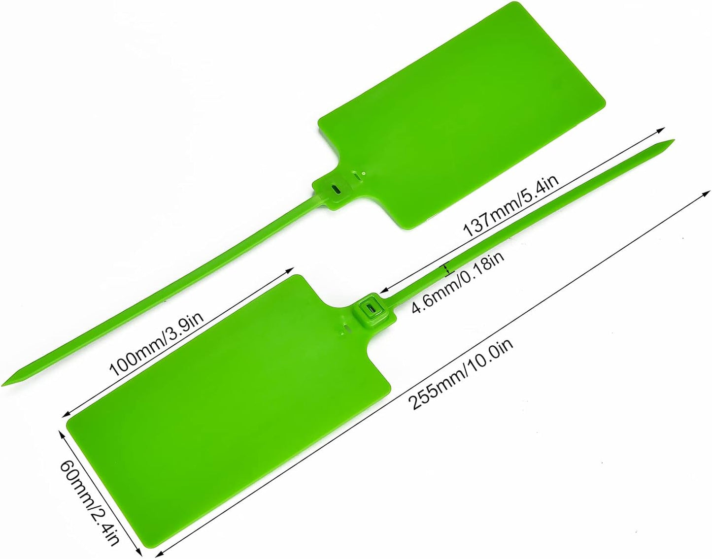 100 Green Plastic Writable Shipping Tags - Large, Waterproof, Hanging Labels with One Permanent Marker Pen