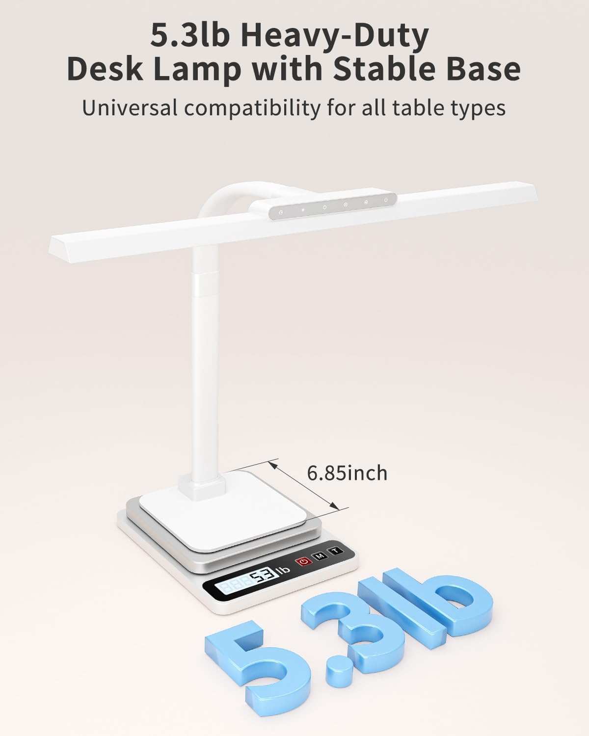 LED Desk Lamps for Home Office with Base, 24W Brightness Touch Control Desk Light, Adjustable Gooseneck Tall Office Lights for Drawing,Reading,Crafts,Gaming,Workbench,Architect,Study, White - Lumora Desk