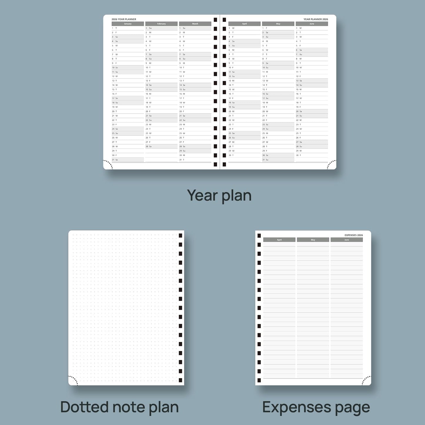 POPRUN 2026 Planner (Medium - 6.5'' x 8.5'') with Hourly Schedule, Vertical Layout - 2026 Weekly Calendar (Jan. 2026 - Dec.2026) for Time Management, Monthly Tabs, Spiral Bound, Soft Cover - Night Sky Blue