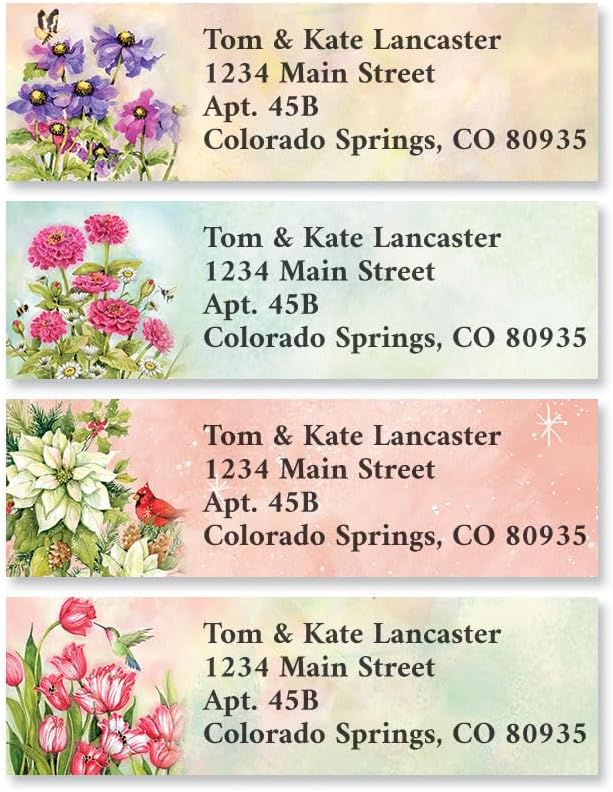 Colorful Images Nature’s Grace Floral Return Address Mailing Labels, Personalize with Name & Address, Set of 240 Self Adhesive, Easy Peel Flat Label Sheets, Small, 12 Designs - Lumora Desk