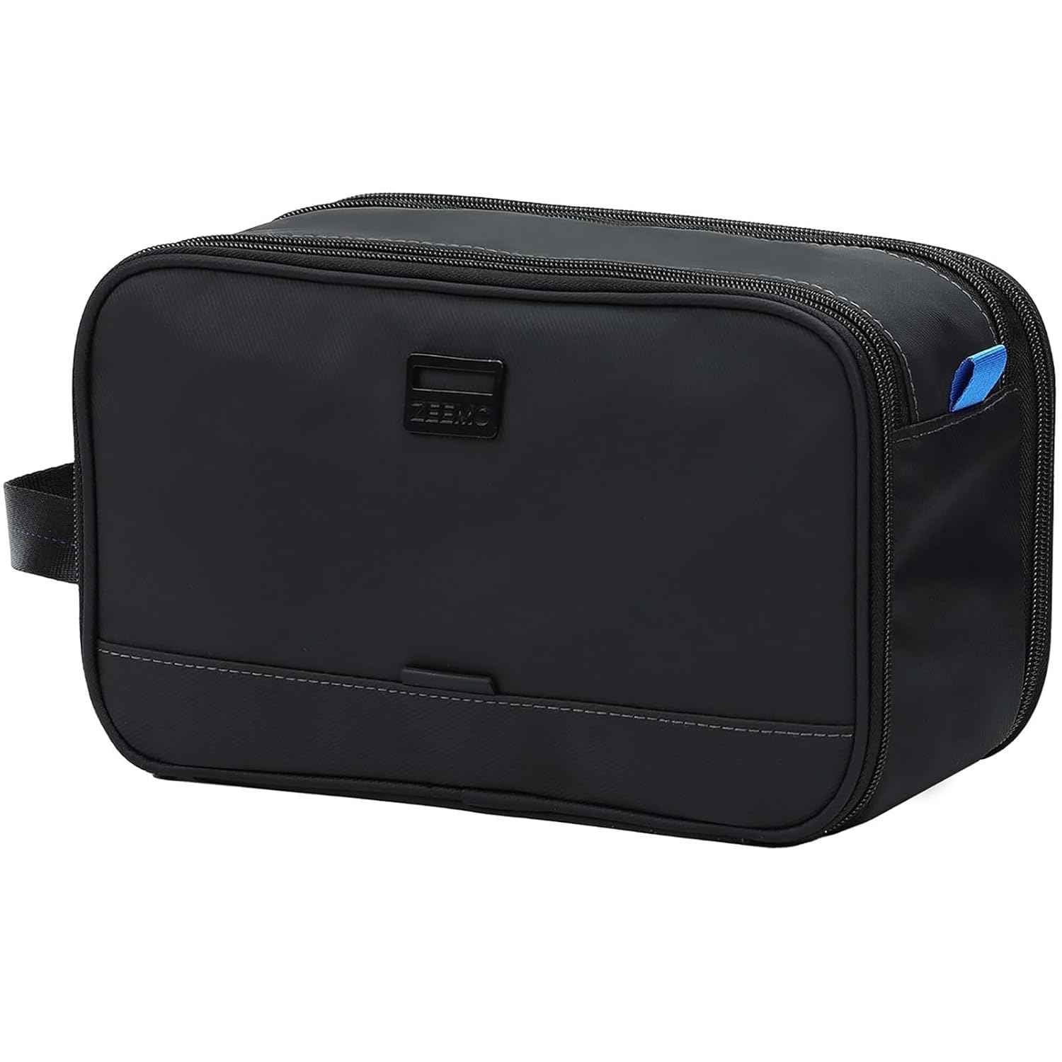 ZEEMO Travel Toiletry Bag for Men, Medium Water-Resistant Double-Sided Full-Open Dopp Kit, Versatile Organizer for Shower and Hygiene Accessories, Bathroom Essentials, Cosmetics, Black