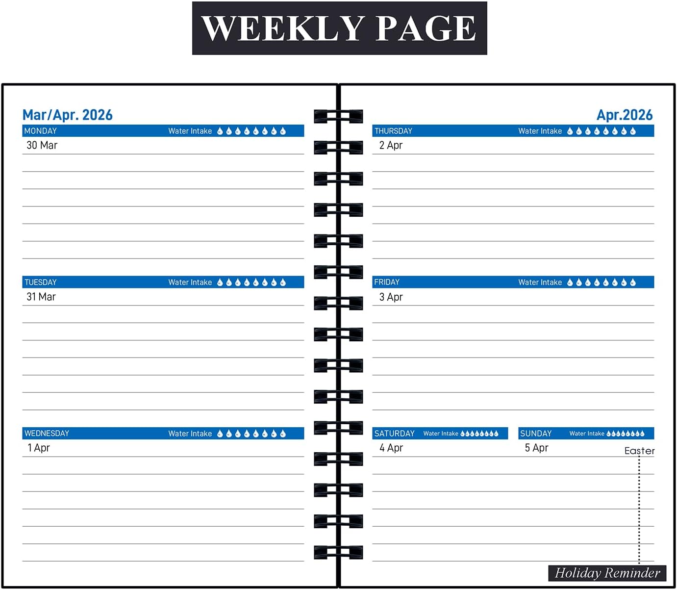 Daily Planner 2025-2026, Weekly and Monthly Planner 2025-2026 Academic Year, July 2025-December 2026 Calender Planner, 8.2"×5.5", 18 Months (JUL.2025-DEC.2026 Black)