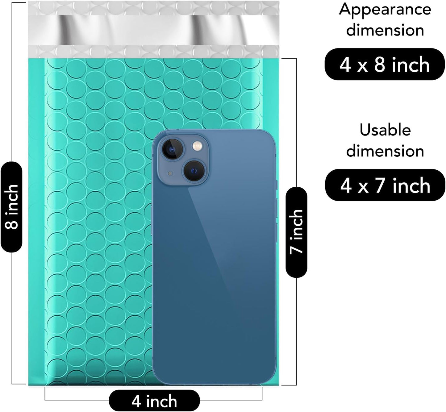 Fuxury Teal Bubble Mailers 4x8" 800 Pack, Waterproof Padded Envelopes Self Seal Bubble Envelopes, Padded Mailers for Small Business, Envelope Mailers Usable Size 4x7"