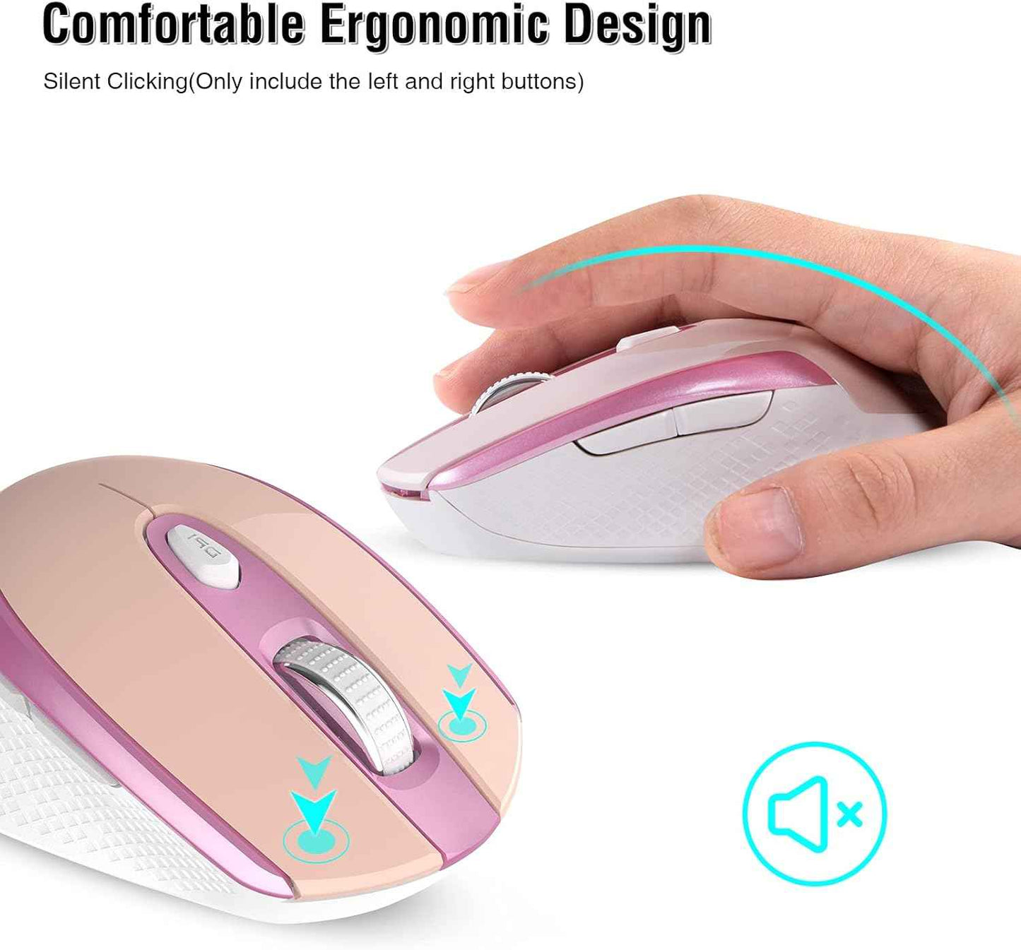 RaceGT Wireless Mouse - 2.4G Silent Cordless for Laptop, Desktop, MacBook, PC - 6 Buttons, 3 Adjustable DPI