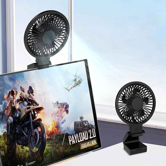 HomeBeyond Clip on Fan for Desk, Desk Fan for Monitor with 60 Tilt, USB Powered Quiet Personal Fan with Stepless Speed Control, Hanging Fan for Office, Gaming, Study