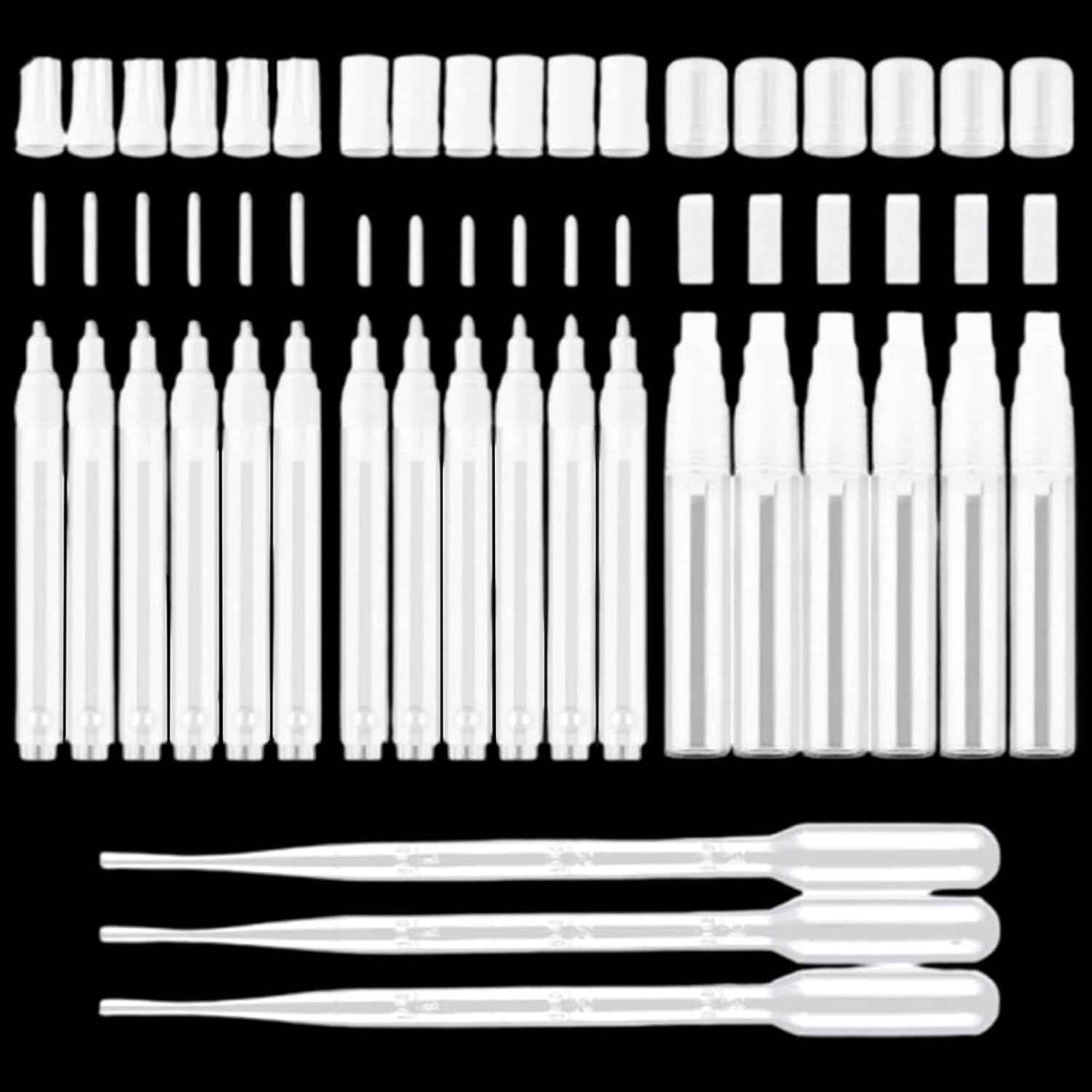 21Pcs Refillable Acrylic Paint Markers 3mm 6mm15mm, Empty Acrylic Markers with 3 ml Dropper, Blank Round Tilted Flat Head Fillable Paint Pen for Adult Painting, Ceramics Graffiti Stone and DIY