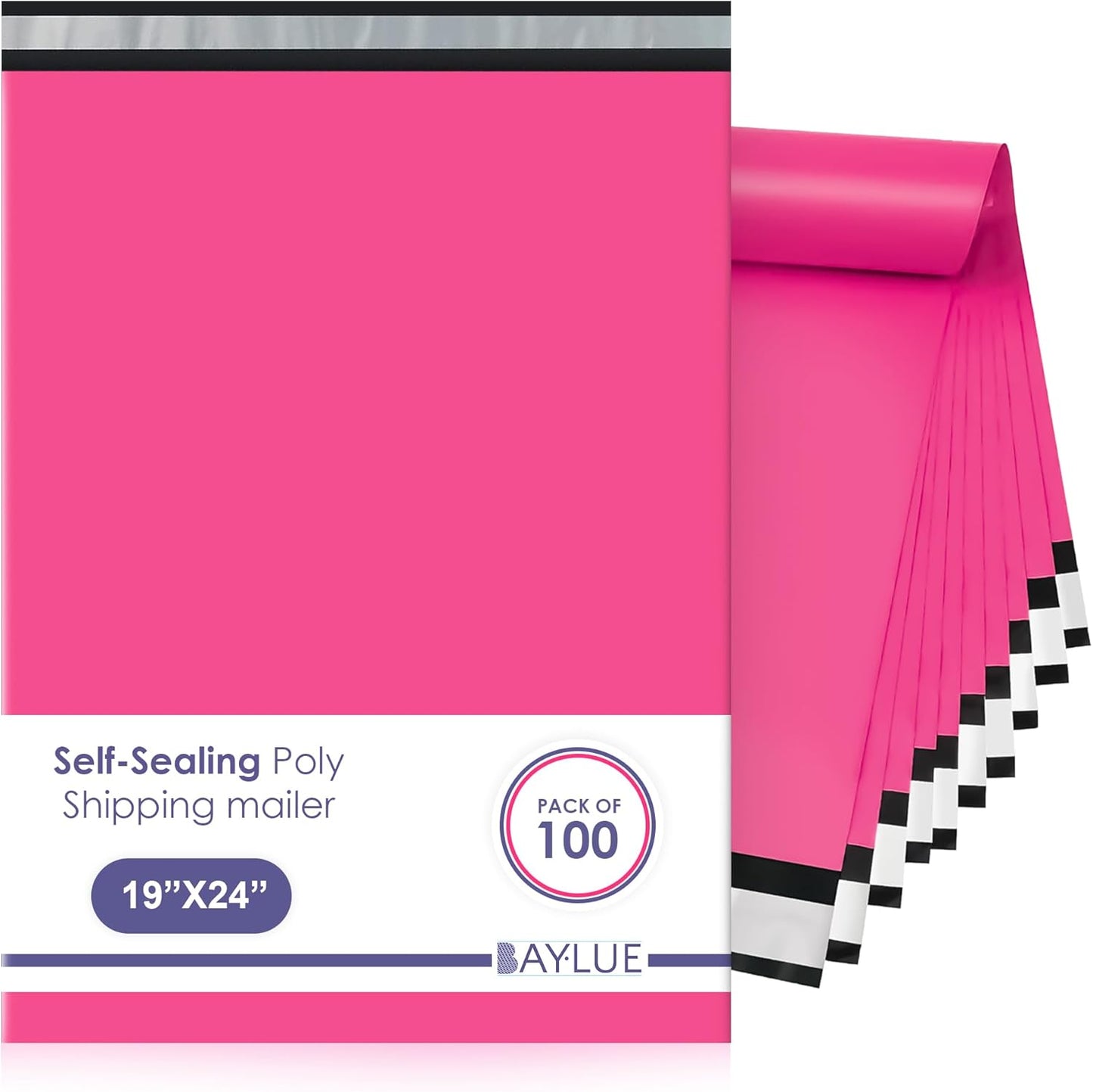 Hot pink Large Poly Mailers 19x24 Inch | Strong Adhesive Self-Seal Mailer Bags | Tear, Tamper, Water Resistant Shipping Envelopes Thick Strong polymailer Bags XL Clothing Shipping Bags | 100 Pcs Bulk - Lumora Desk
