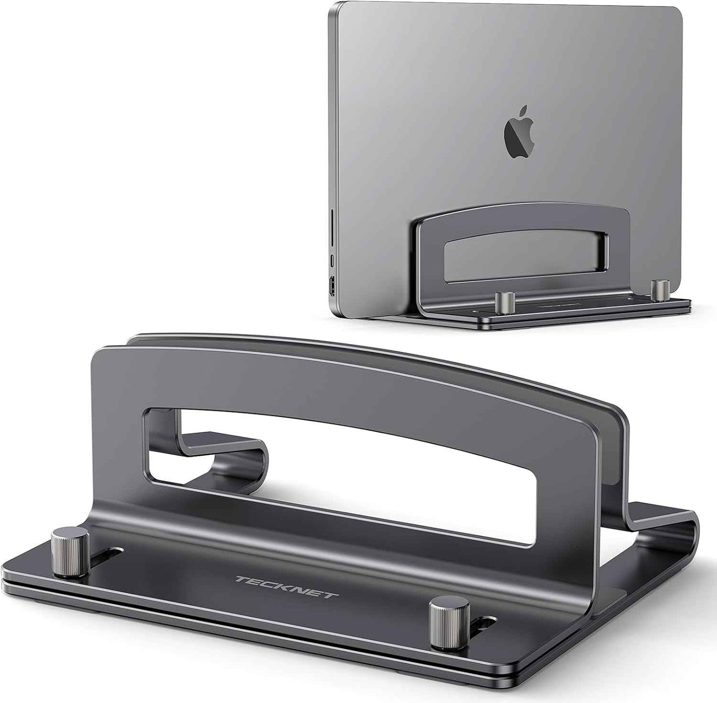 TECKNET Vertical Laptop Stand, Adjustable Aluminum Laptop Stand (Fits Up to 17.3"), Space-Saving Vertical Stand with Non-Slip & Scratch-Resistant Silicone, Compatible with MacBook Pro/Air, Dell, HP