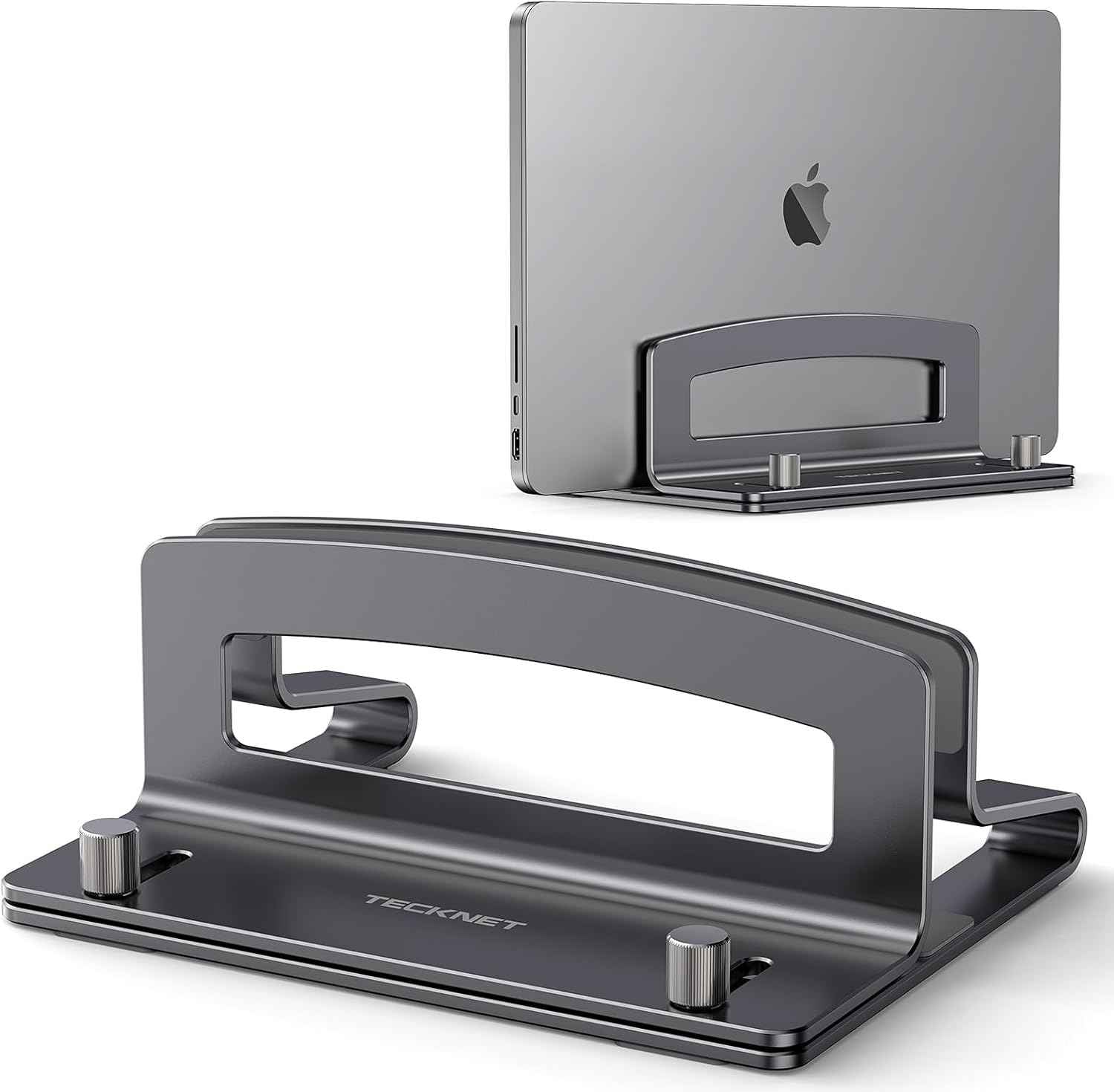 TECKNET Vertical Laptop Stand, Adjustable Aluminum Laptop Stand (Fits Up to 17.3"), Space-Saving Vertical Stand with Non-Slip & Scratch-Resistant Silicone, Compatible with MacBook Pro/Air, Dell, HP