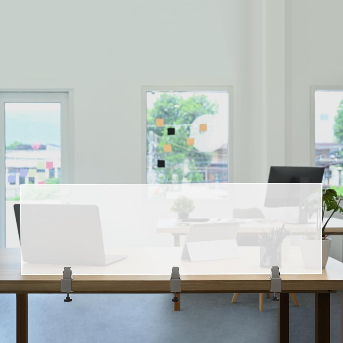 Desk Divider for Students and Desk Privacy Panel, Frosted Acrylic Plexiglass Shield with Clamps for Offices Schools Call Centers, Ideal Cubicle Light Shield - 60”L X18”W