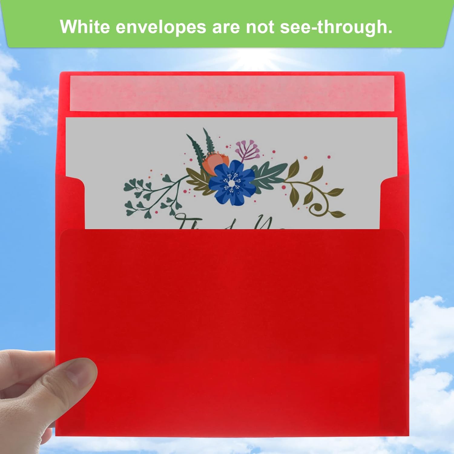 50 Pack 5x7 Envelopes - Self Seal for Weddings, Invitations, Photos, Greeting Cards & Mailing (Red) - Lumora Desk