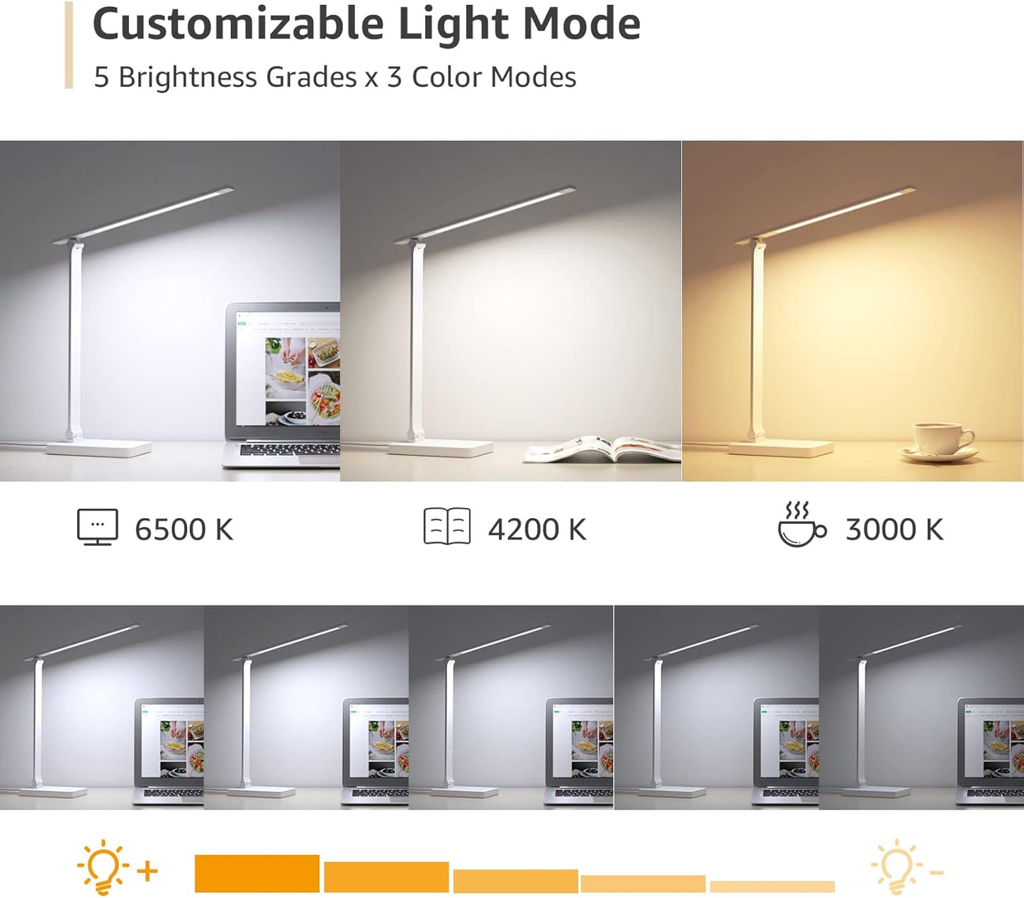 Lepro LED Desk Lamp with USB Charging Port Dimmable Home Office Touch Control Reading Table Lamp,3 Color Modes with 5 Brightness Level, School Dorm Room Essentials, Task Lamp, Sewing, Crafting, White - Lumora Desk