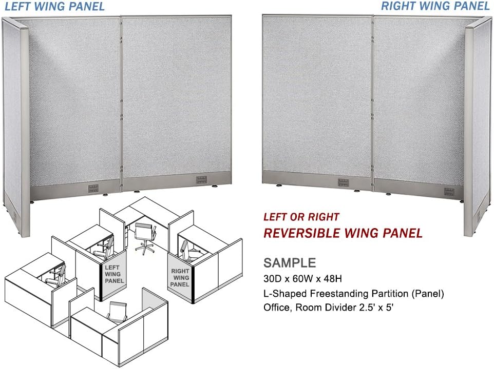 GOF Freestanding L Shaped Office Partition, Large Fabric Room Divider Panel, 36" D x 96" W x 60" H