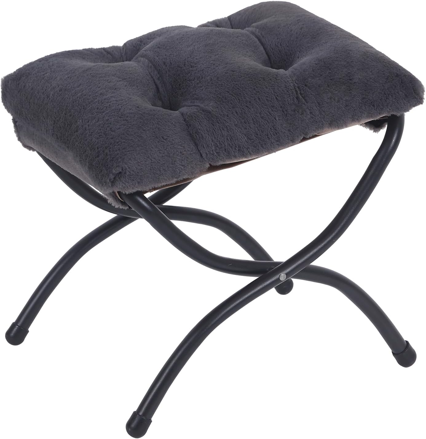 LITA Folding Upholstered Footrest Stool, Modern Small Portable Accent Ottoman with Detachable Thick Cotton Cushion Padded Sofa Stool with Metal Frame for Lazy Chair, Living Room & Bedroom