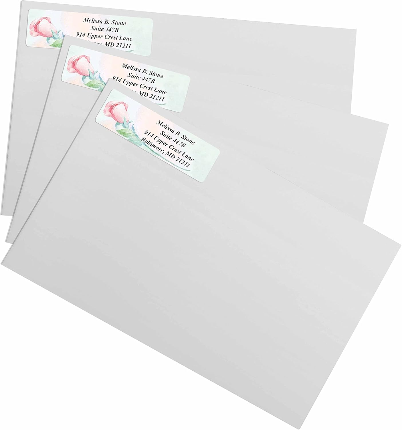 Soft Rose Watercolor Designer Rolled Address Labels with Elegant Plastic Dispenser - Lumora Desk