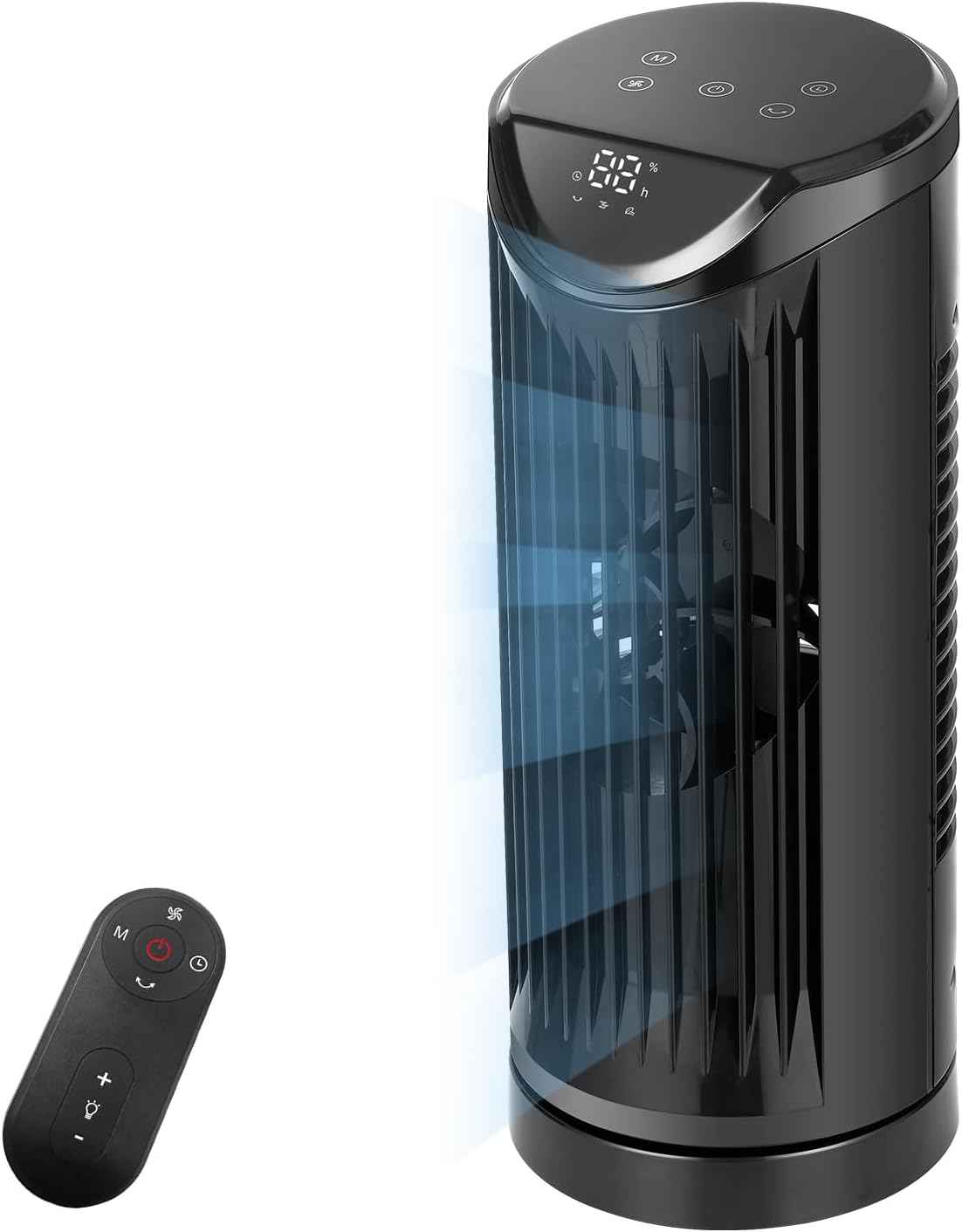 Personal Tower Fan for Bedroom with Remote, Portable Desk Table Fan，4 Speeds Cooling Standing Fan with 12H Timer, 60° & 110° Oscillating Floor Tower Fans That Blows Cold Air for Bedroom Office,Black