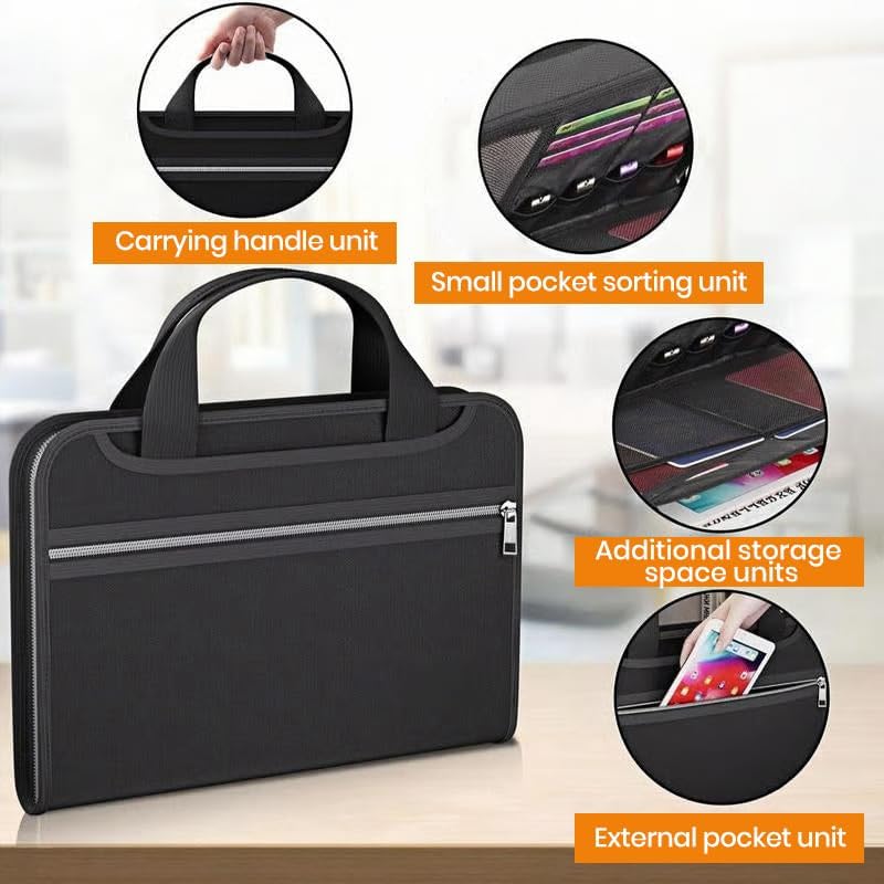 2025 Upgraded Large Capacity A4 Fireproof File Folder with Handle｜Portable Document Organizer for Home, Office, Travel & Emergency Documents (1)