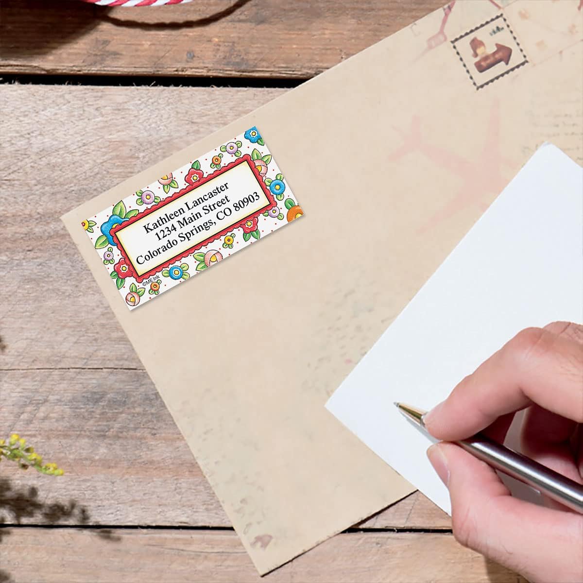 Colorful Images Mary’s Blossoms Floral Return Address Mailing Labels, Personalize with Name & Address, Set of 144 Self Adhesive, Easy Peel Flat Label Sheets, Large, 4 Designs - Lumora Desk