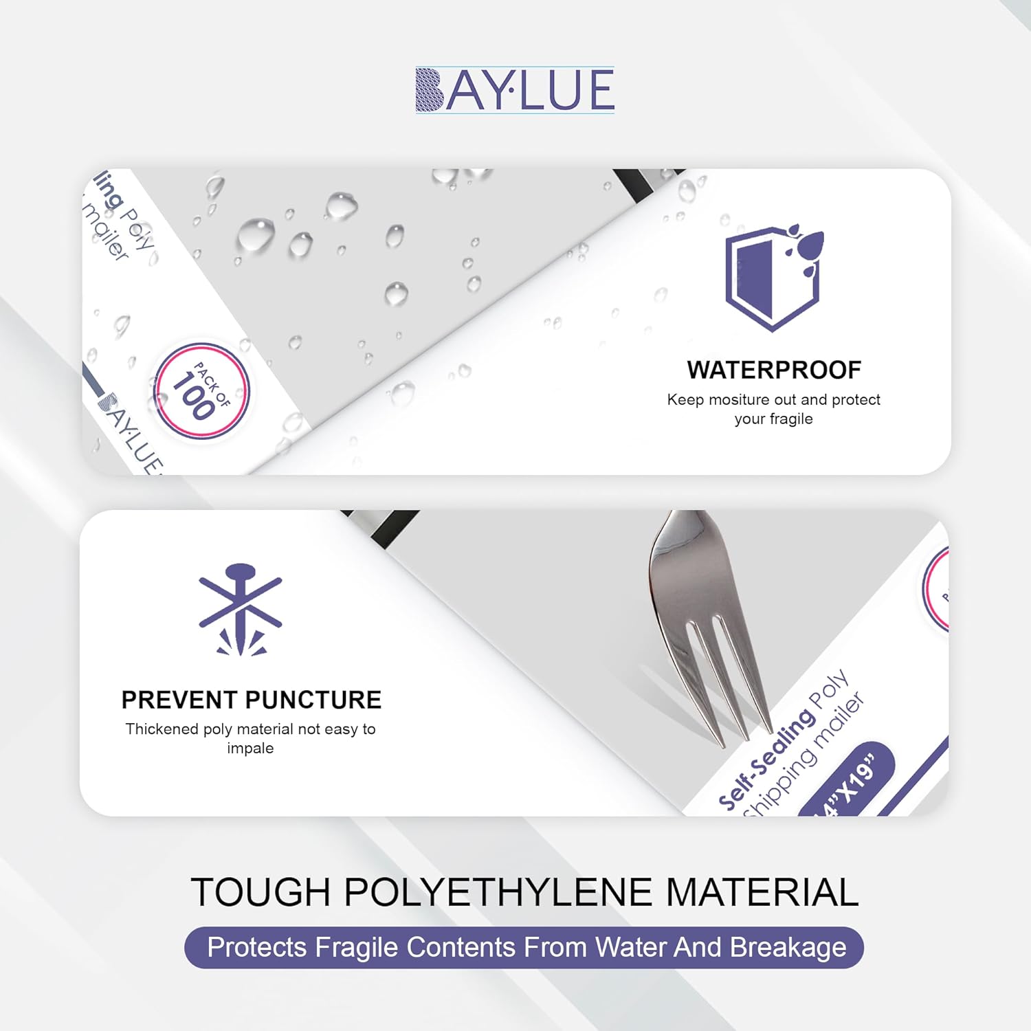 White Large Poly Mailers 19x24 Inch | Strong Adhesive Self-Seal Mailer Bags | Tear, Tamper, Water Resistant Shipping Envelopes | Thick Strong polymailer Bags XL Clothing Shipping Bags | 100 Pcs Bulk - Lumora Desk