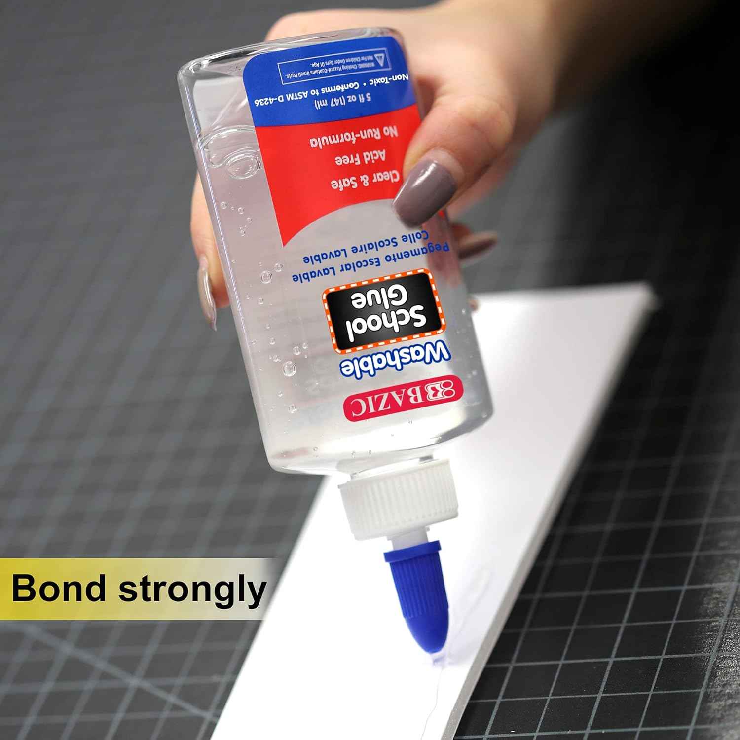 BAZIC 5 Oz. (147 mL) Washable Clear School Glue, Liquid Glue, Great for Kids Making Stretchy Slime, Fun Creative Art Play Activity in Class Home, 1-Bottle