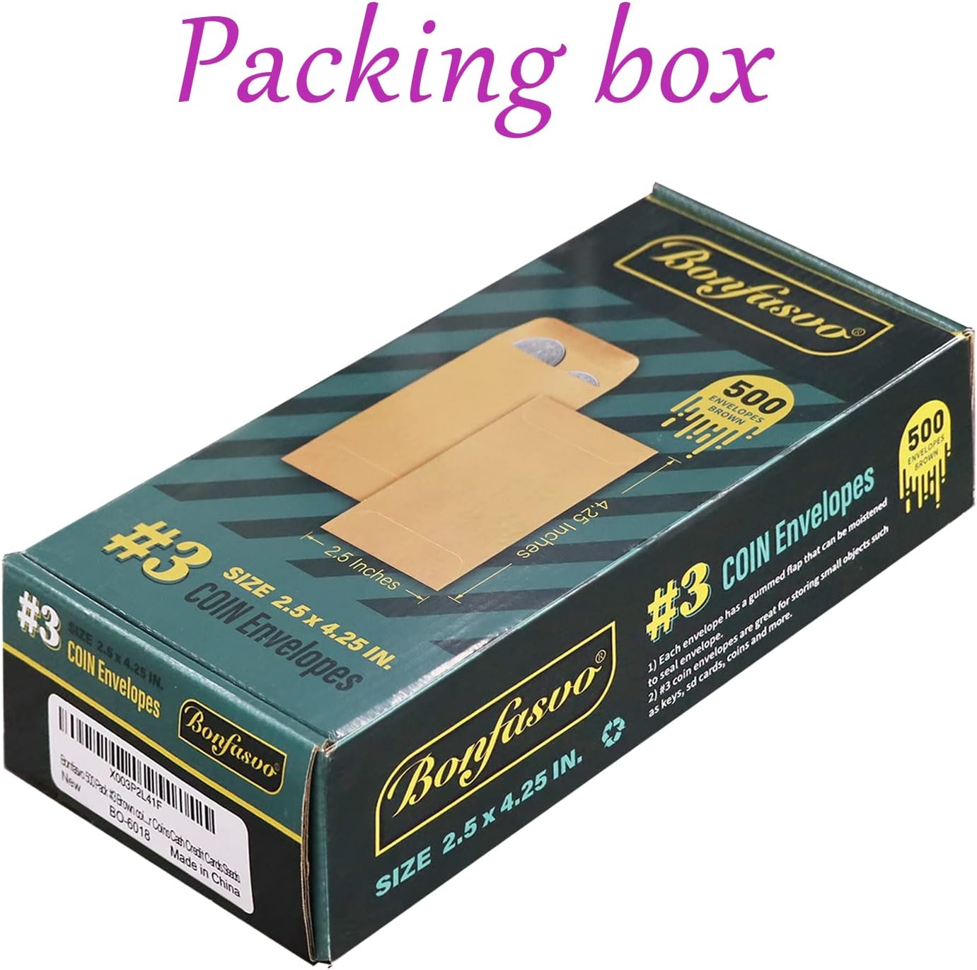 500 Pack #3 Brown coin envelope 2.5 x 4.25 inches Kraft Envelopes Classic Small Parts Envelopes with Self Adhesive Gummed Flap for Coins Cash Credit Cards Seeds - Lumora Desk