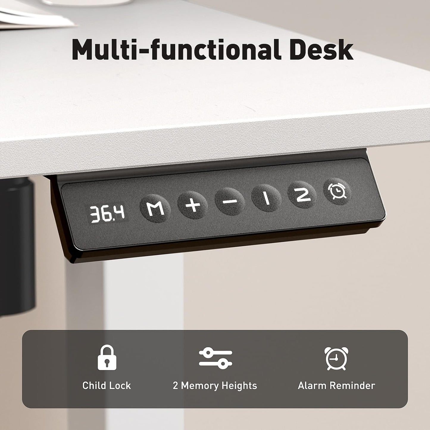 Electric Standing Desk Adjustable Height 55 x 24 Inch, Large Sit Stand Desk, Stand up Desk for Home Office, Computer Workstation (Spliced Desktop,White)