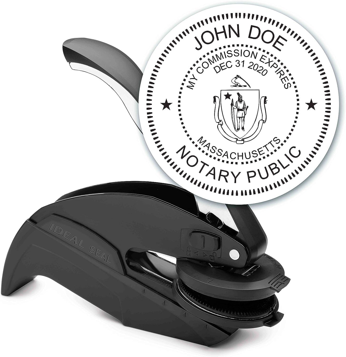 MaxMark Notary Seal Round Embosser for Massachusetts State - Includes Gold Burst Seal Labels (50 Count)