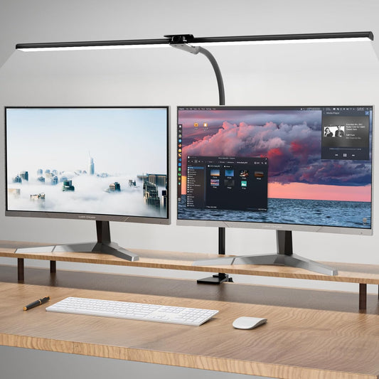 Desk Lamp for Office Home, 31.5" Desktop Lighting Bar with Gooseneck, Clip on Desk Light with Clamp, Bright Dimmable Table Lamp for Study, Work, Computer, Monitor, Reading - Lumora Desk