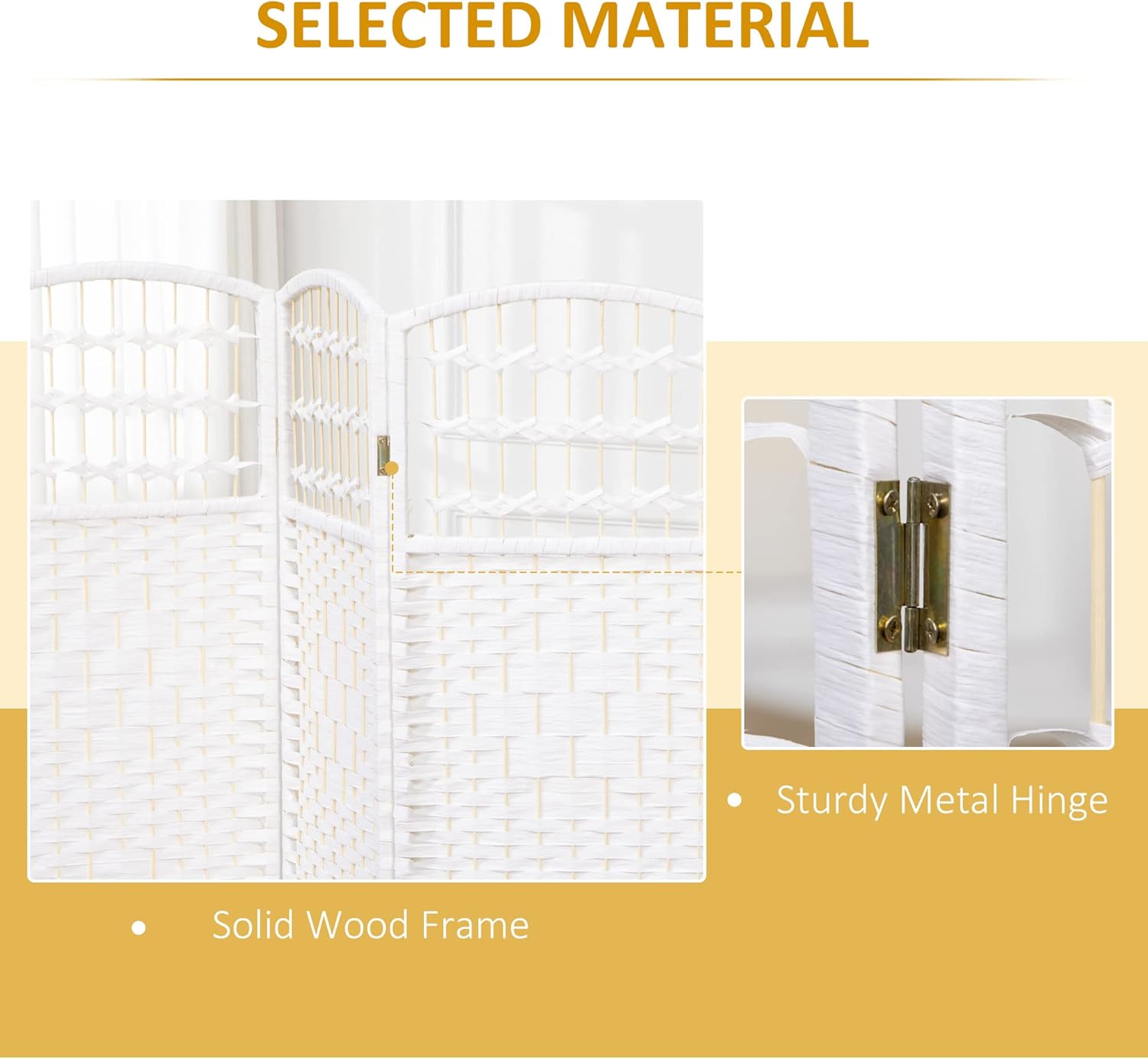 NicBex Room Divider 3 Panel Room Dividers with Woven Paper Design Partition Room Dividers and Folding Privacy Screens 5.6 FT Wall Divider for Office, Room Separation,47.25" W x 0.5" D x 67" H, White - Lumora Desk