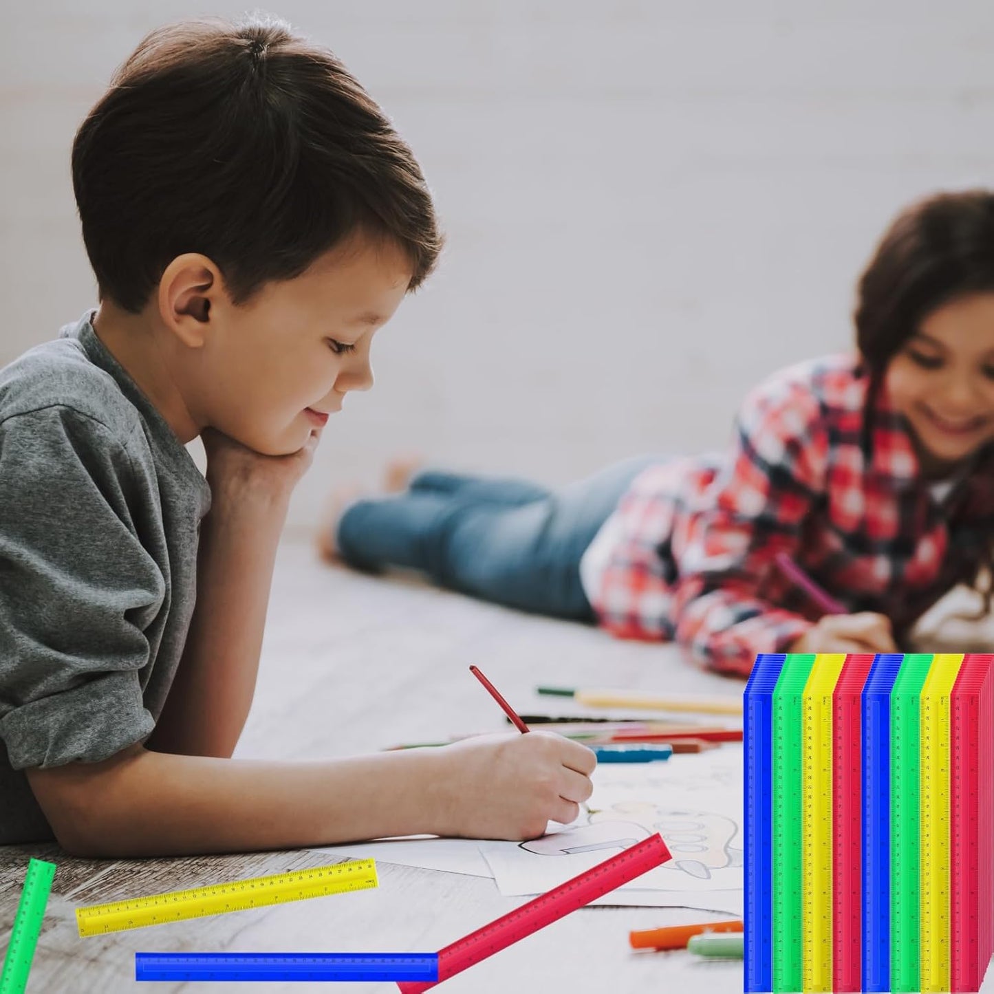 240 Pcs 12 Inch Plastic Rulers Bulk Kid Ruler for School Back to School Supplies, Flexible Assorted Color Ruler with Centimeters and Inches for Students School Education (240)