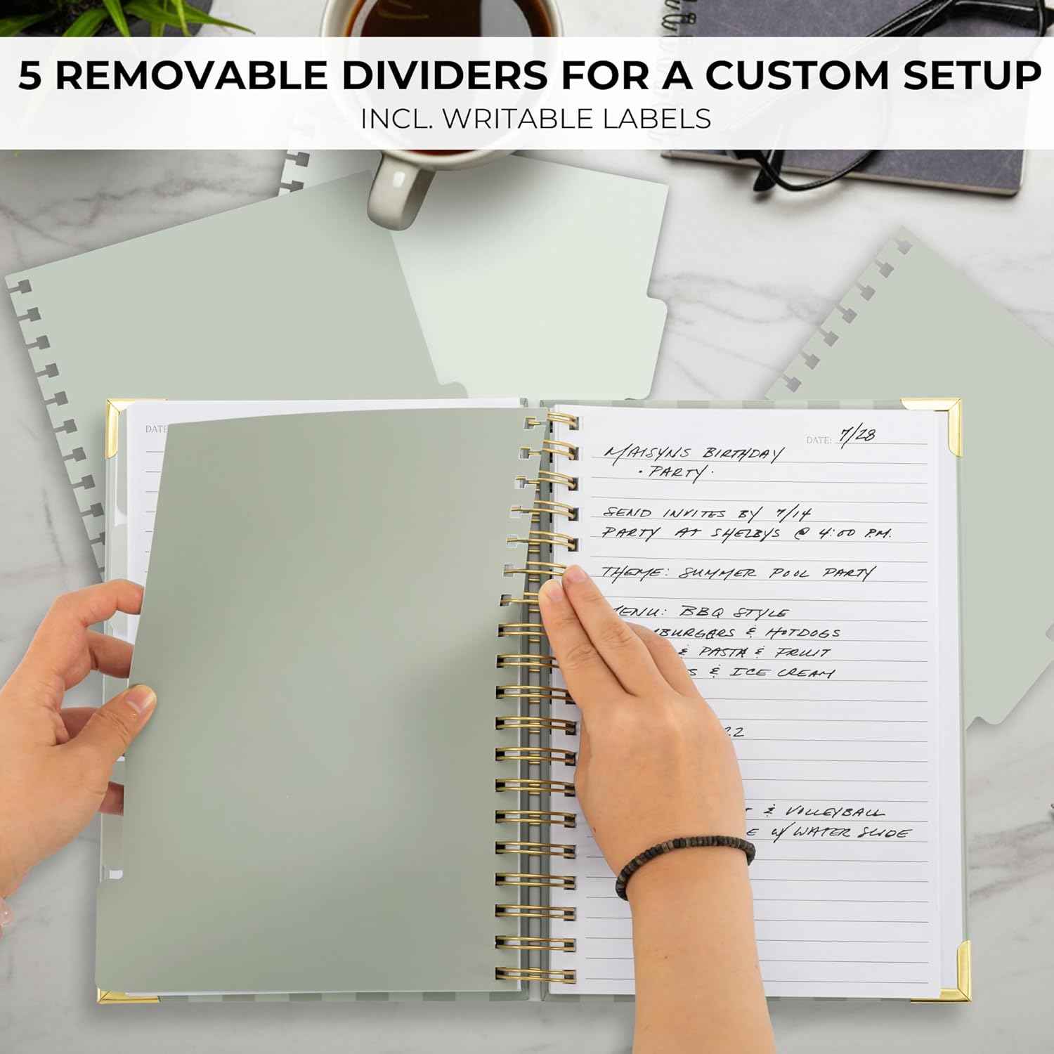 Aesthetic Thick Spiral Notebook With Tabs - Premium Journal For Women Size B5 - College Ruled Note Book With 300 Lined Pages and Dividers - Perfect For Writing And Staying Organized at Work or School
