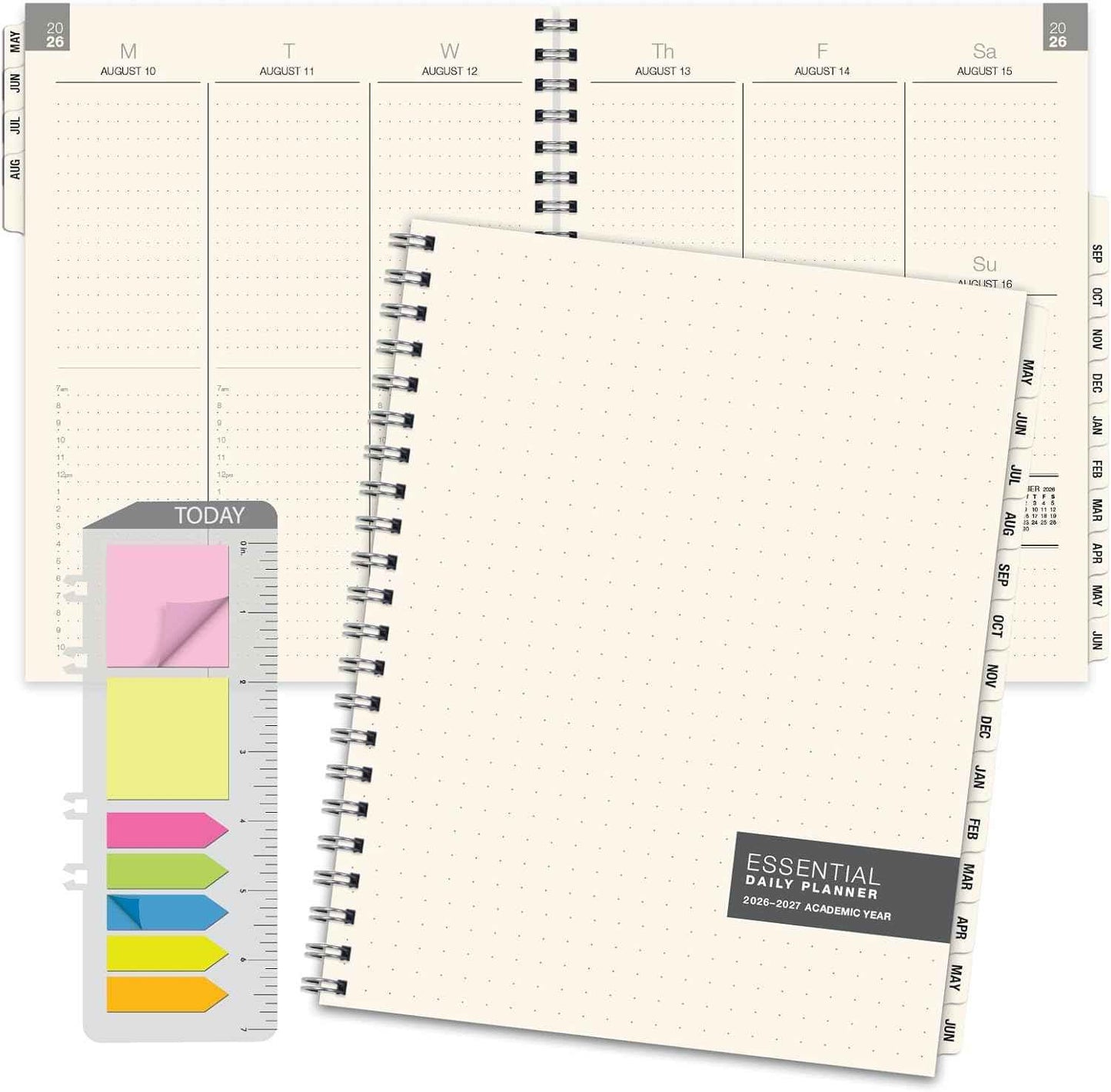 ESSENTIAL 2026-2027 Monthly & Weekly Planner with Tabs, 8.5"x11": 14 Months (May 2026 - June 2027), Professional, Simple, Easy-to-Use Design and Frosted Poly Cover for Extra Protection (Frosted)