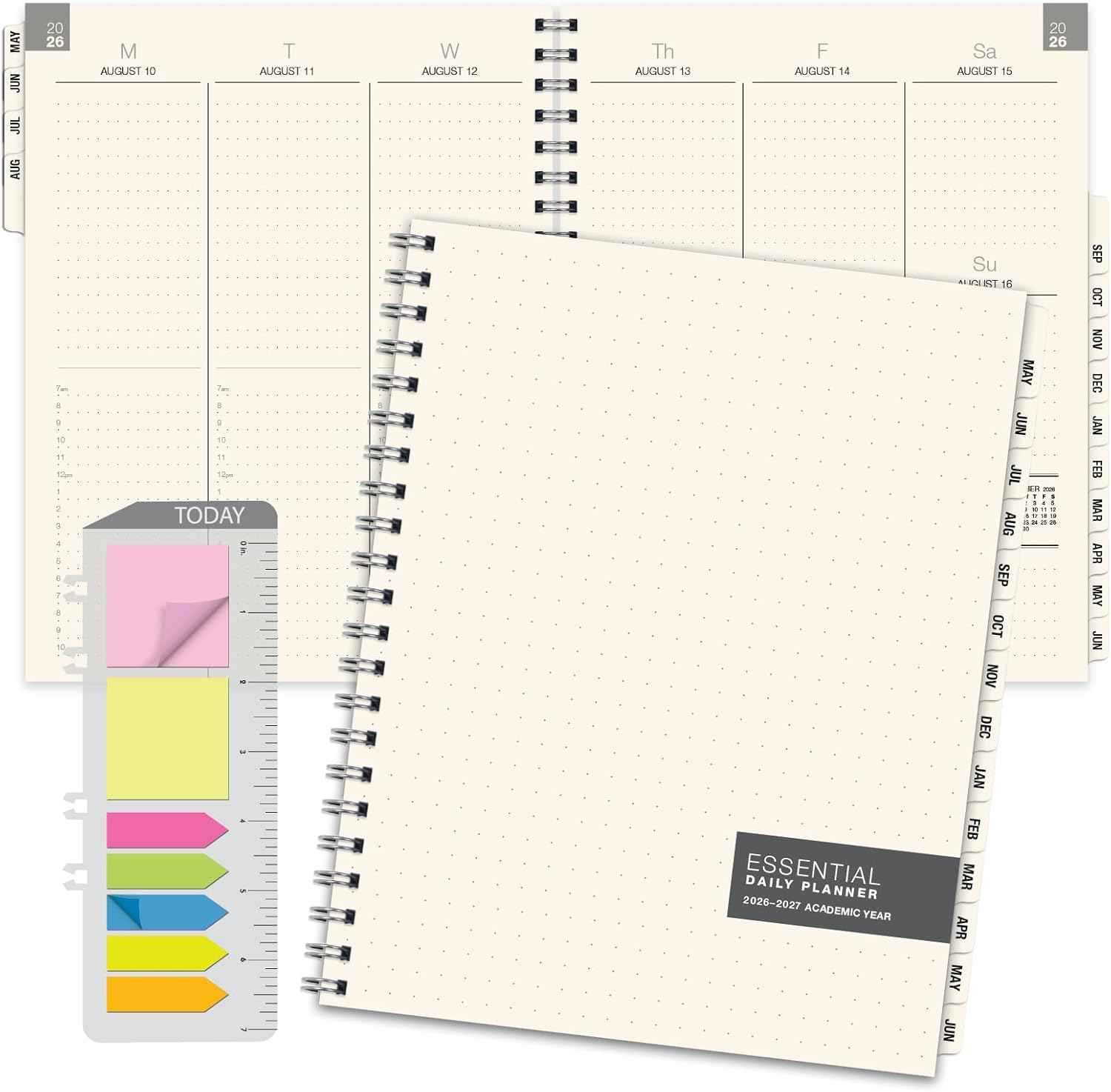 ESSENTIAL 2026-2027 Monthly & Weekly Planner with Tabs, 8.5"x11": 14 Months (May 2026 - June 2027), Professional, Simple, Easy-to-Use Design and Frosted Poly Cover for Extra Protection (Frosted)