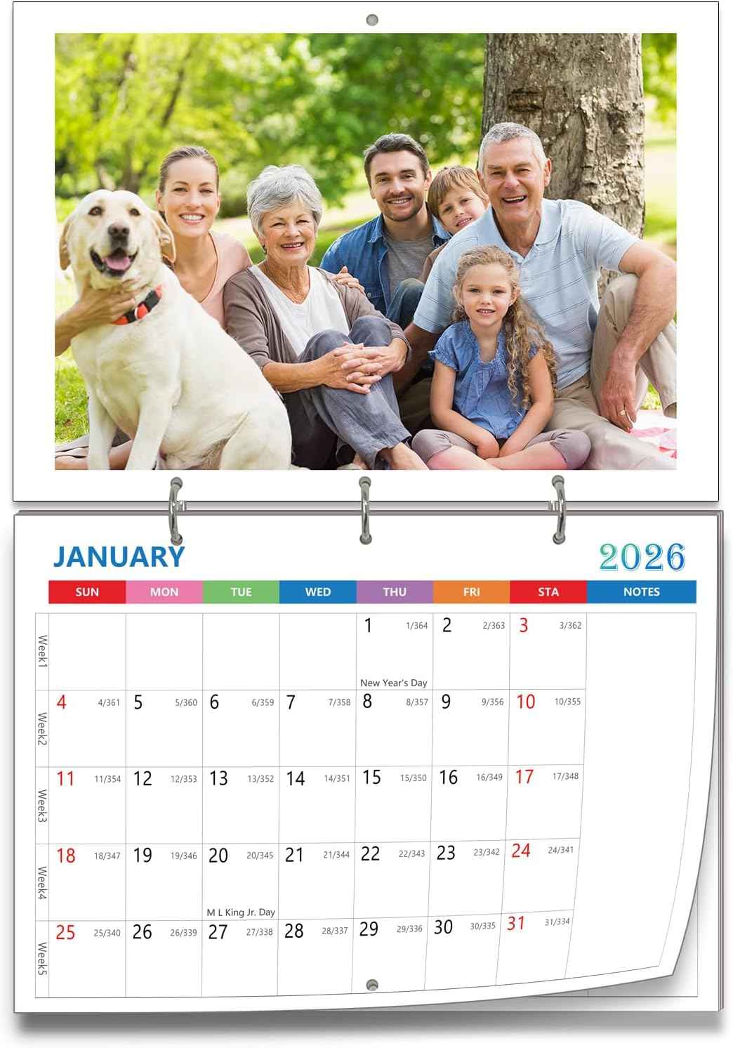 (Made in Chicago) Custom Personalized Photo Wall Calendar 2026 Print Your Photo Calendars &Customized Make Your Own Calendar For Home Office Party Birthday Christmas Gift