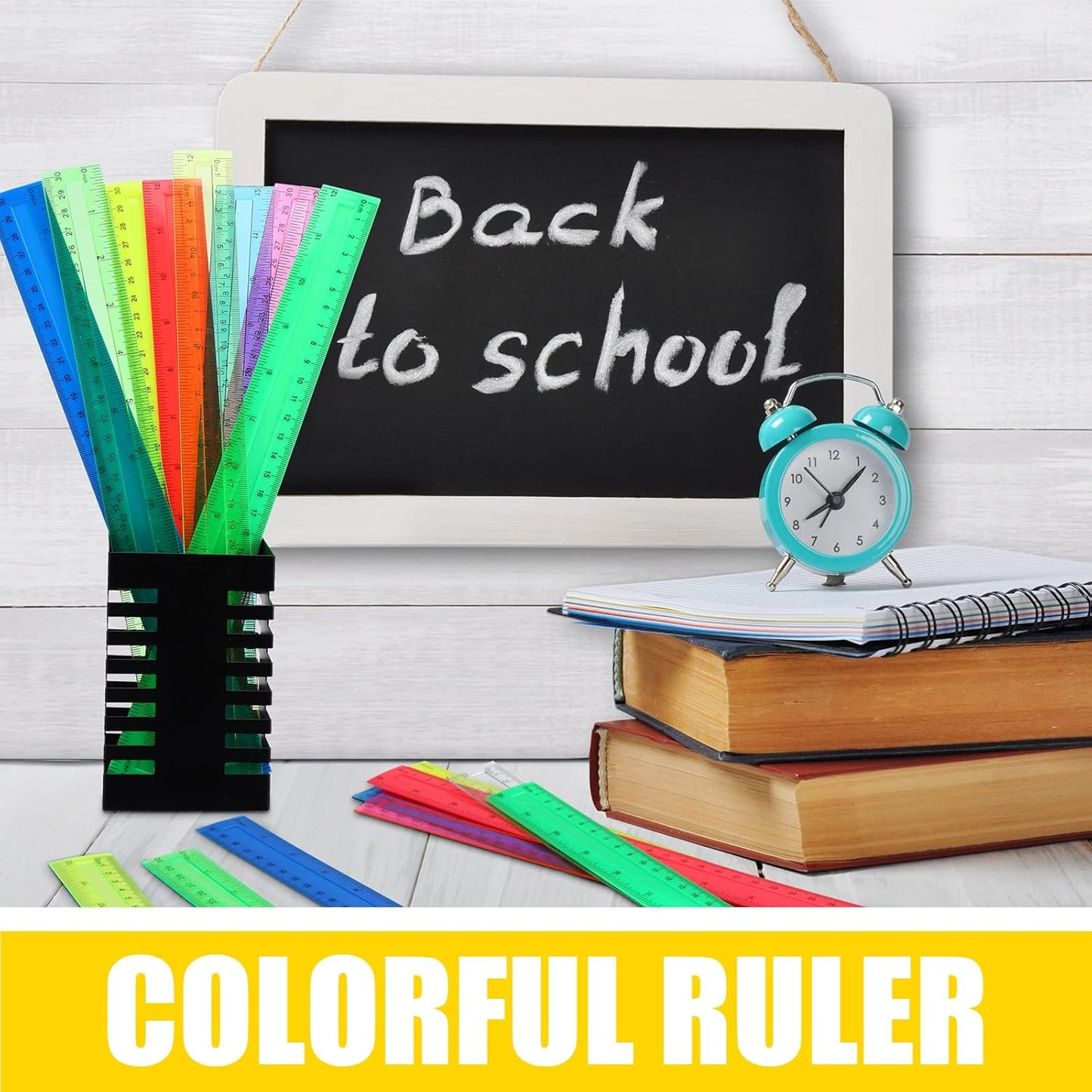 Panelee 108 Packs 12 Inch Plastic Ruler - Color Transparent, Assorted Colors, Metric Clear With Inches and Centimeters for Kids, School, Home, Classroom, Office - Back to School Gifts Supplies