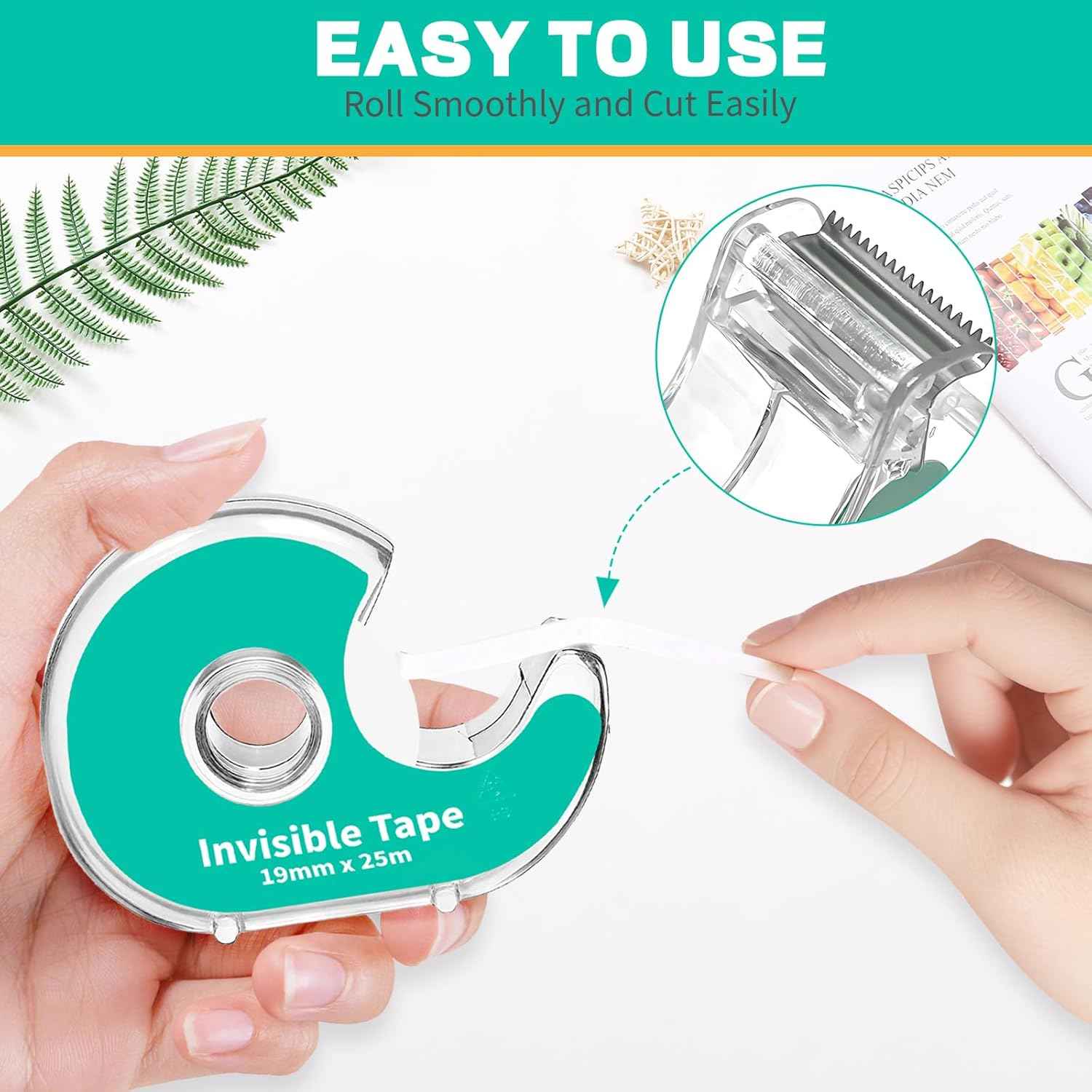 12 Invisible Clear Tape, Transparent Tapes with Refillable Dispenser, 3/4 X 1000 Inches Frosted Writable, Clear Tape Refill Rolls for Gift Wrapping, Home, School Office Supplies