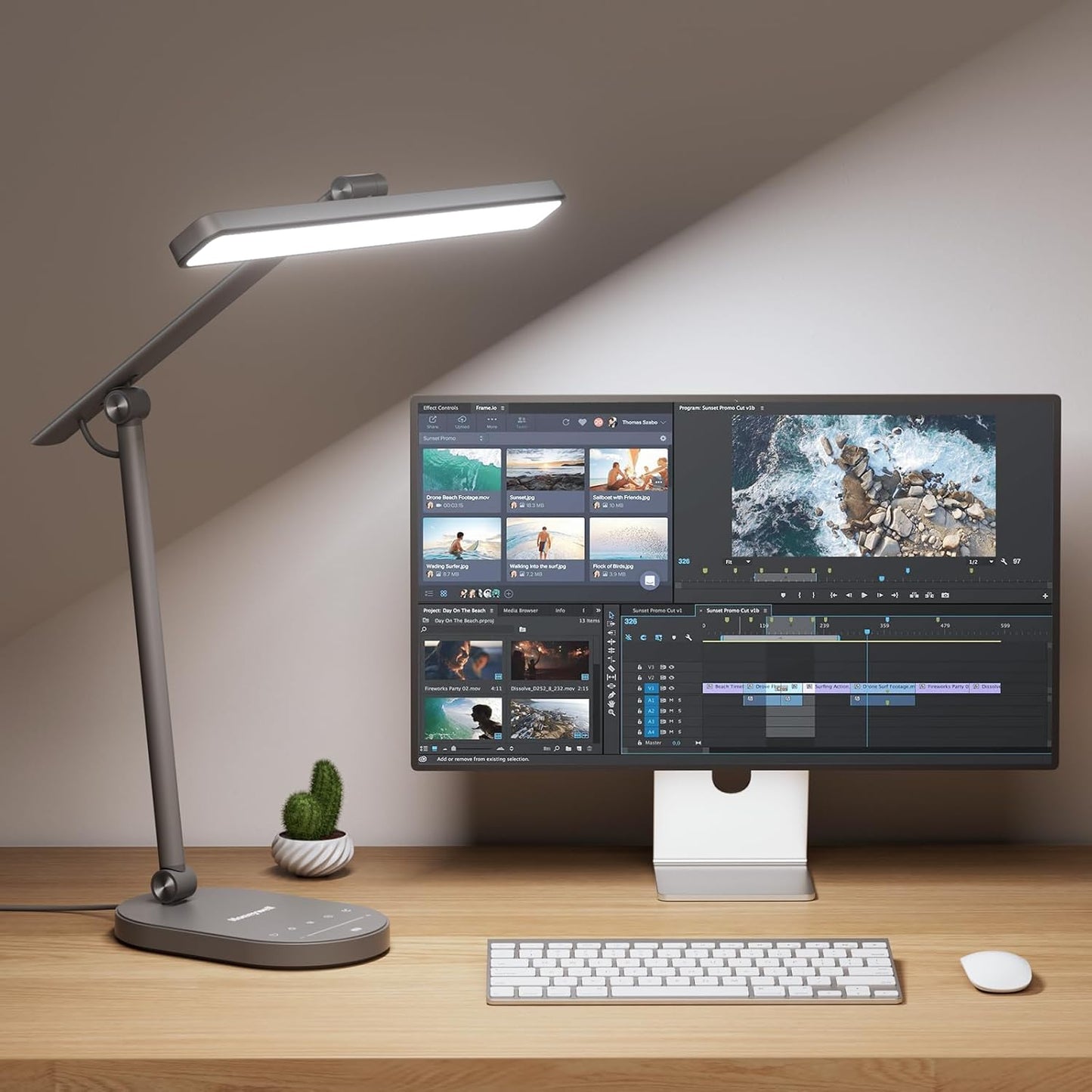 Honeywell Desk Lamp for Home Office, H4 Sunturalux™ Eye-Caring LED Desk Light, 700LM Dimmable Desk Lamp with Timer, Adjustable Desk Reading Light, Touch Auto Dimming Table Lamp for Study, Bedroom - Lumora Desk