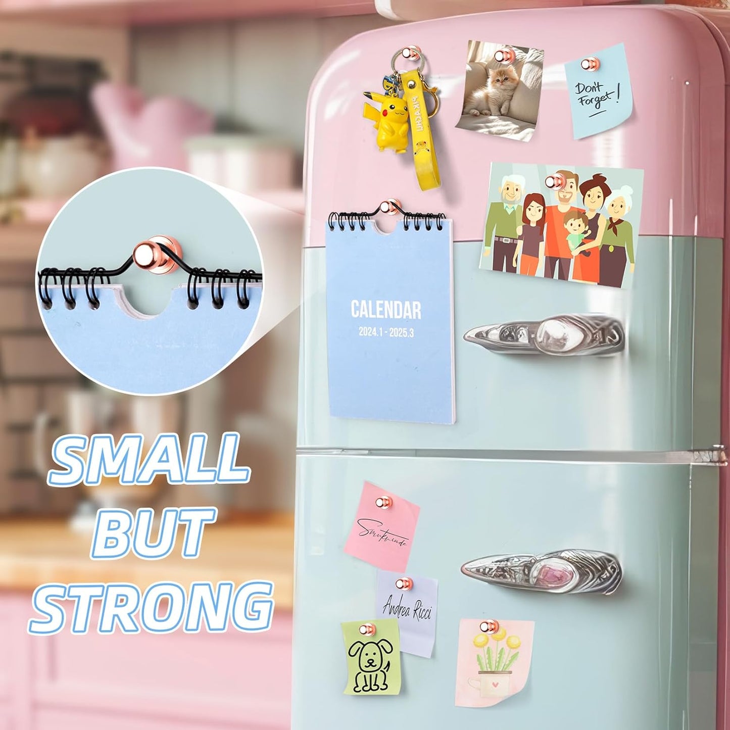 VNDUEEY 20 Pcs Rose Gold Strong Refrigerator Magnets, Ideal for Office, Classroom, Whiteboard, Fridge Magnets