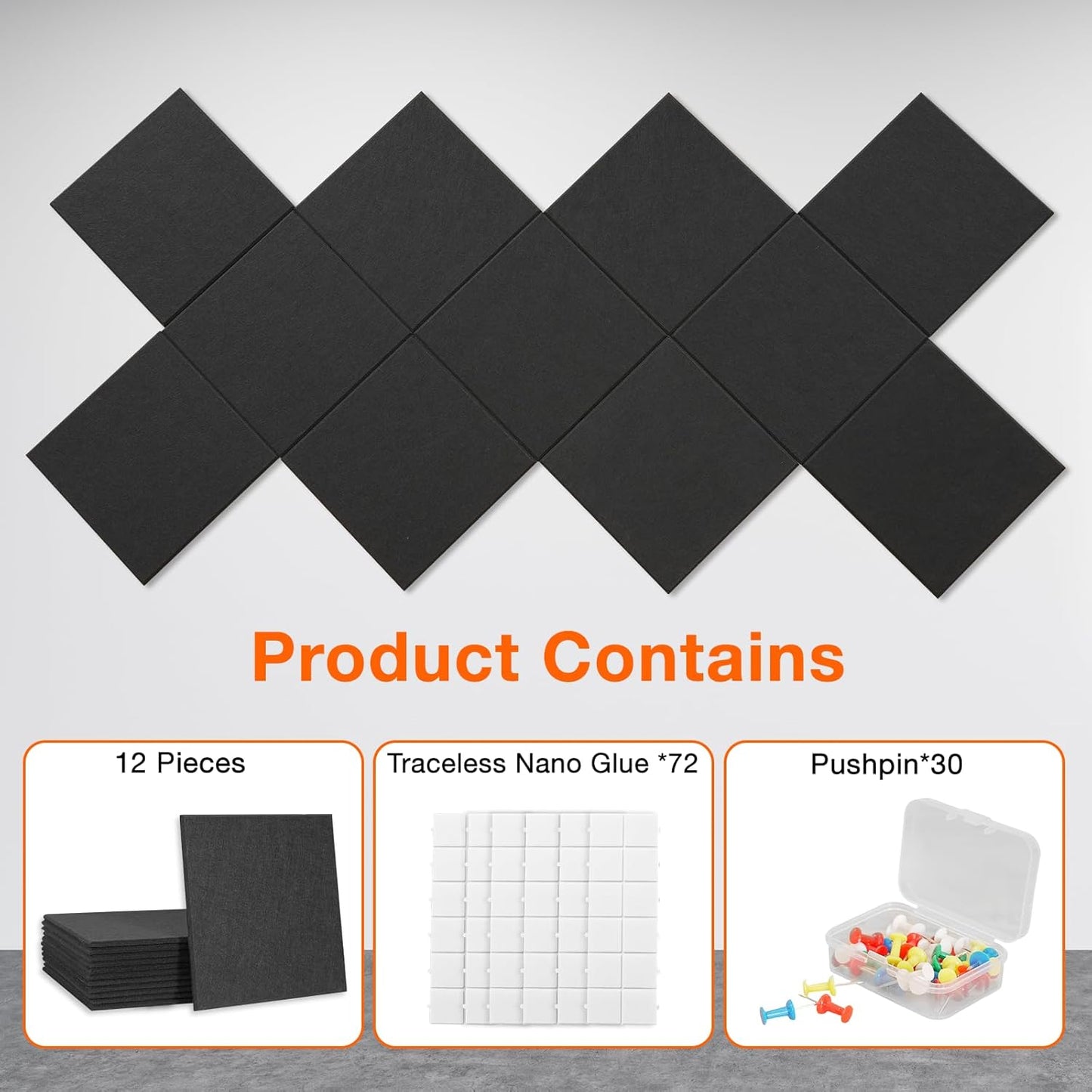 Large Cork Boards for Walls 48" x 36" 12 Pack Bulletin Boards Alternative Cork Board for Office Contains 72 Removable Security Stickers 30 Push Pins