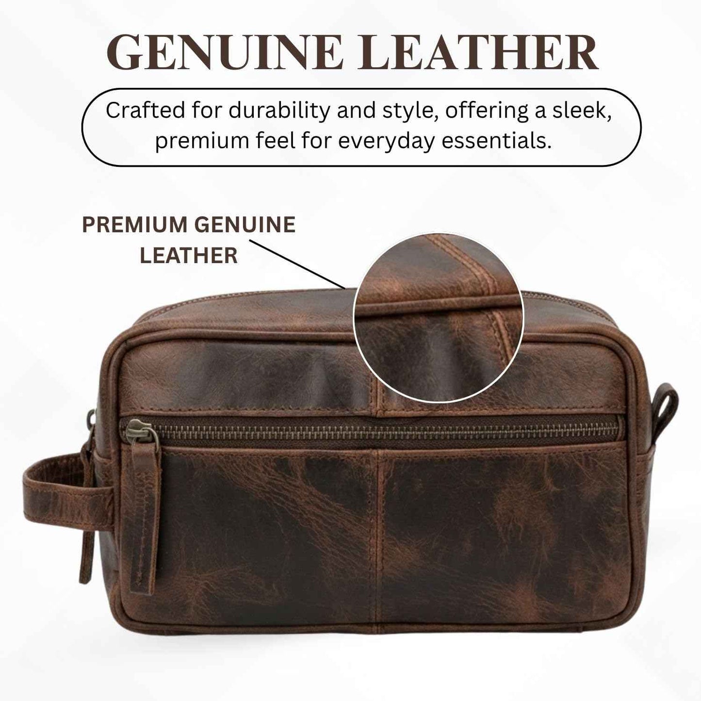 Shy Shy Bags Premium Buffalo Leather Toiletry Bag for Men & Women With Water resistant Lining,Organizer Case For Grooming Travel Pouch, Unisex Wash Bag for Toiletries, Gifts for Men and Women