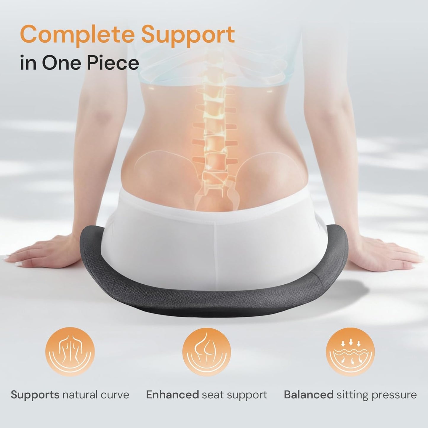 CabSupport M3 Pro Ergonomic Seat Cushion - Upgraded Extra Large & Thick Design, Dynamic Lumbar Support & Spineseat Patented Spine Alignment, Breathable Posture Corrector for Office Chair, Car & Gaming