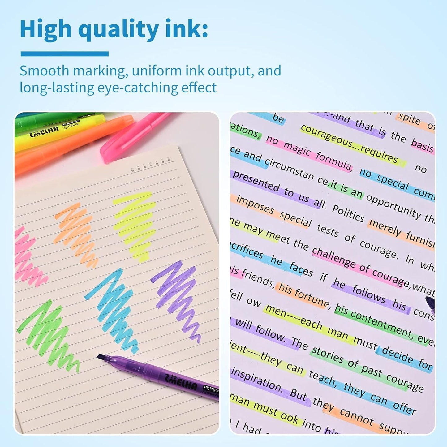 SMELHA Highlighters - 150 Pack Assorted Colors, 6 Colors, Chisel Tip, Quick Dry, Suitable for Offices, Schools, Home