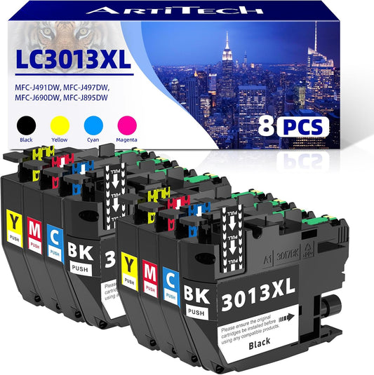 LC3013XL Compatible Ink Cartridges Replacement for Brother LC3013 LC3011 XL LC3013XL for Brother MFC-J497DW MFC-J895DW MFC-J491DW MFC-J690DW Ink (2 Black, 2 Cyan, 2 Magenta, 2 Yellow)