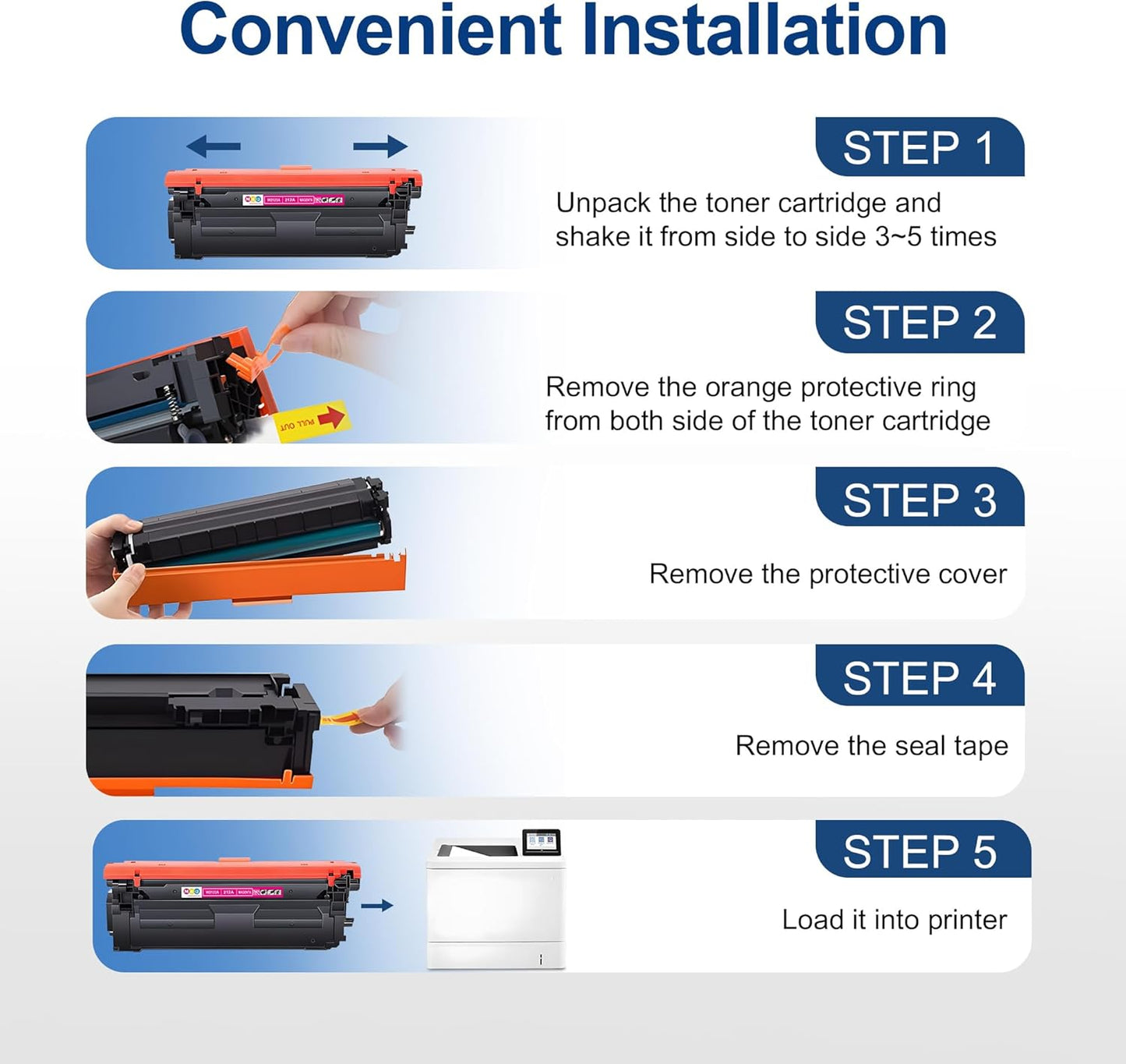 212A Toner Cartridges 4 Pack Remanufactured(with Upgraded Chip) Replacement for 212A 212X for Color Enterprise M554 M555 Color Enterprise MFP M578 Series Printer (Black Cyan Yellow Magenta)