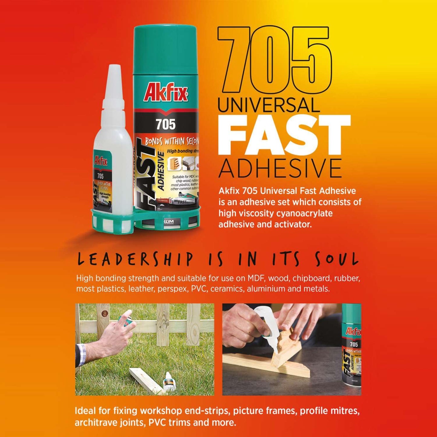 Akfix 705 Super CA Glue (2 X 0.7oz) with Spray Activator (2 X 3.38 floz) and 0.7 oz Thin CA. Wood, Metal, Plastic, Leather, Crafts. Clear CA Glues